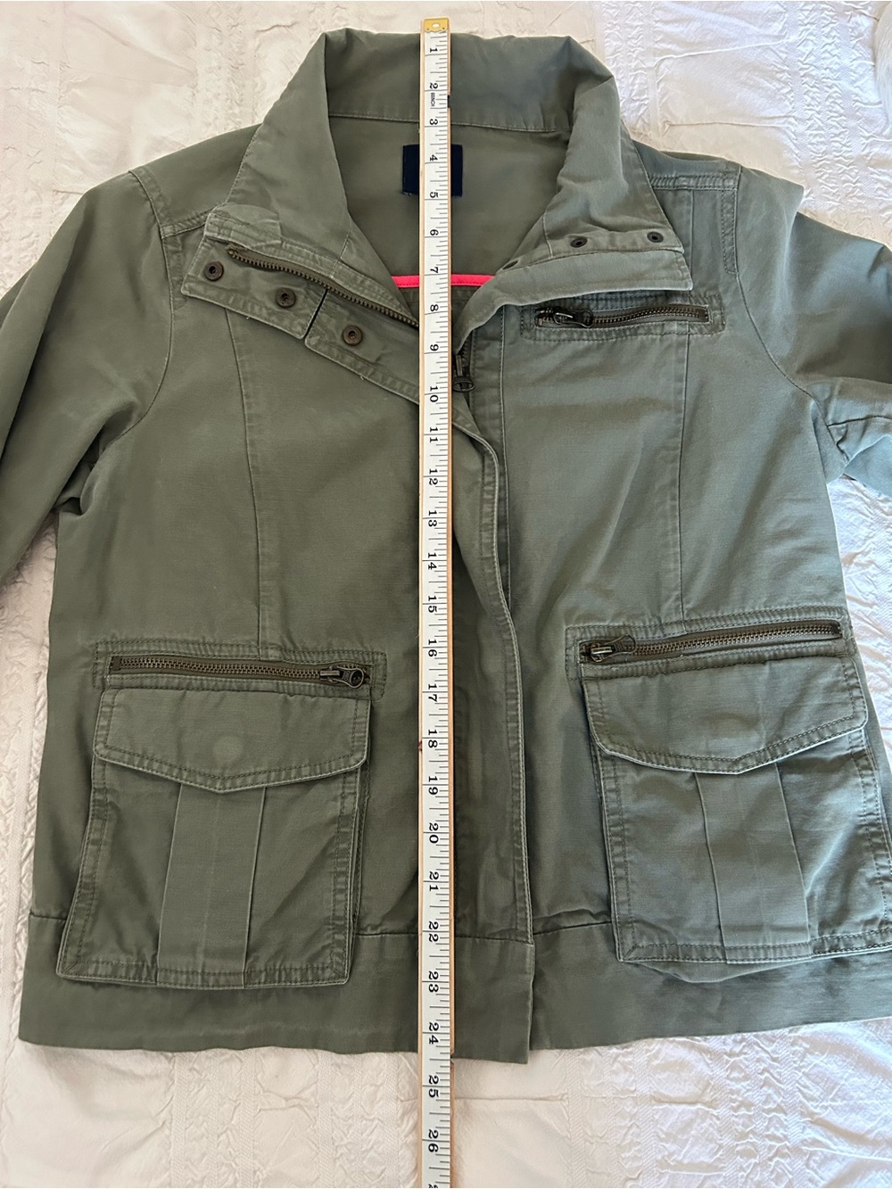 GAP Olive Green Utility Jacket with Zip & Flap Pockets - Picture 10 of 10